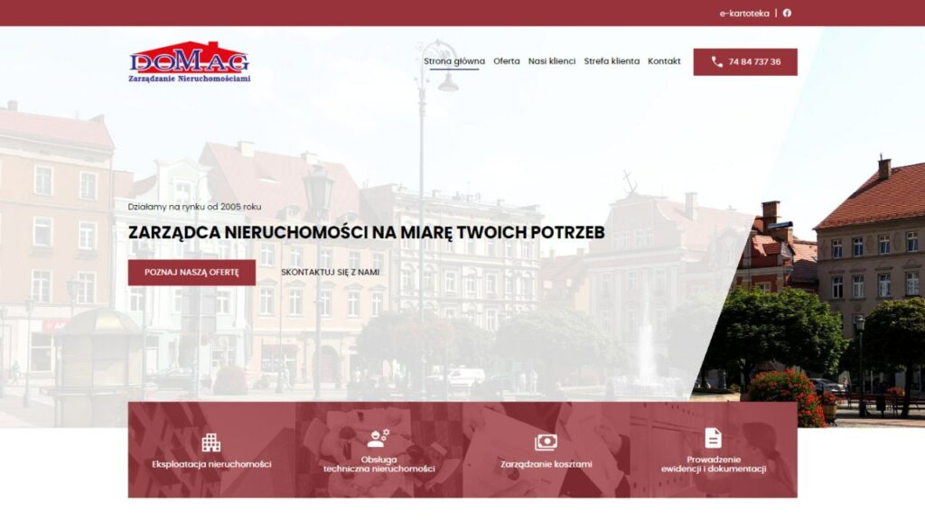 Strona internetowa DOMAG Zarządzanie Nieruchomościami.