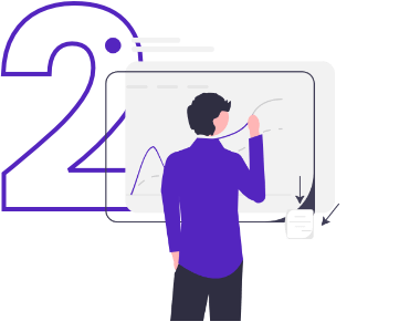Mężczyzna opracowujący strategię przy tablicy.