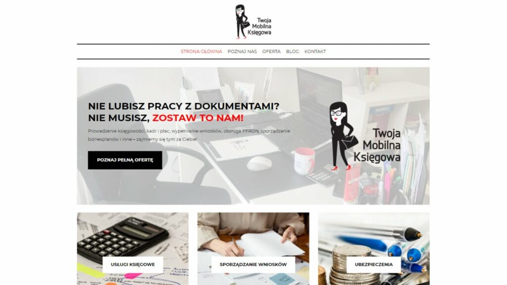 Strona internetowa Twoja Mobilna Księgowa.